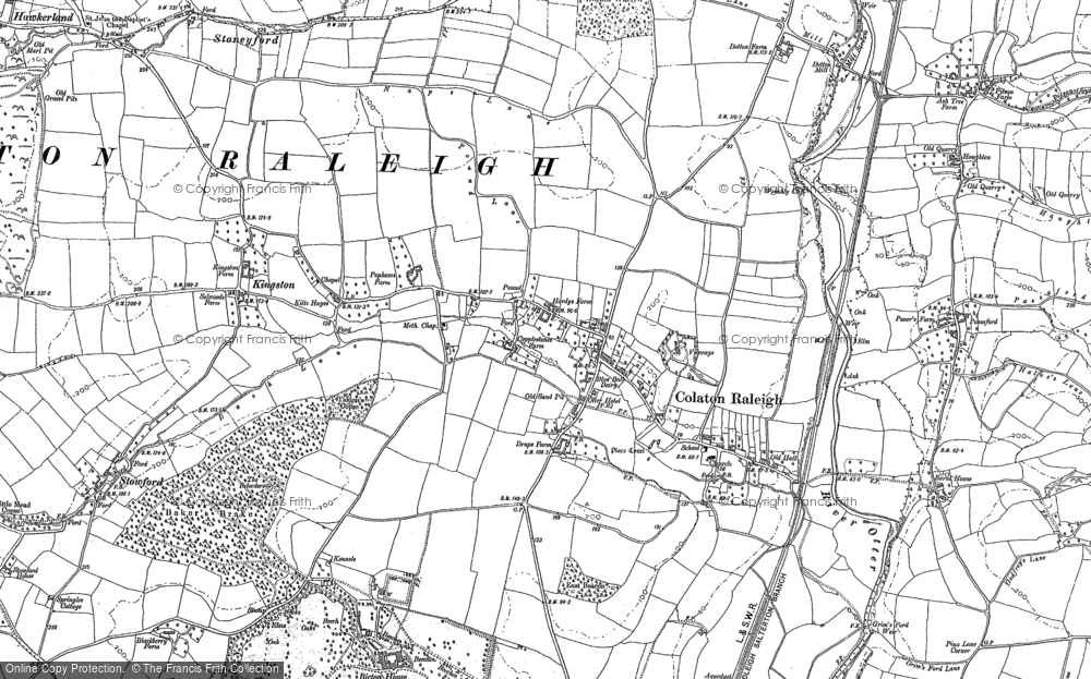 Old Map of Historic Map covering Hawkerland in 1888