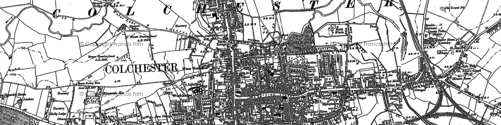 Old map of Colchester in 1896