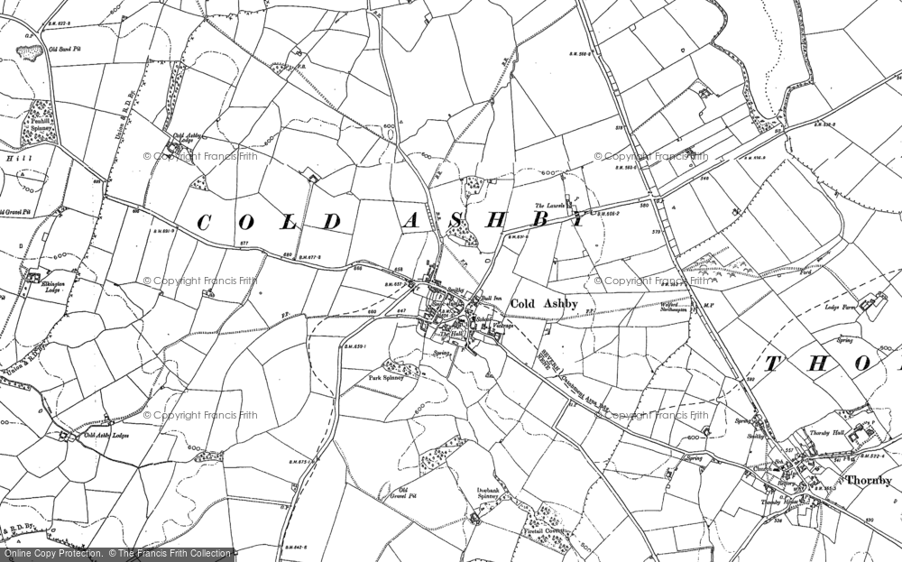 Old Map of Cold Ashby, 1884 - 1899 in 1884