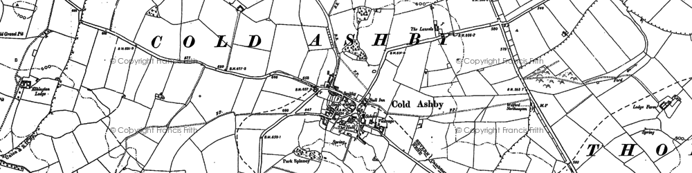 Old map of Cold Ashby in 1884