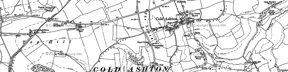 Old map of Cold Ashton in 1881