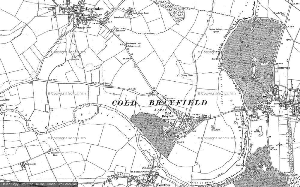 Old Map of Cold Brayfield, 1899 - 1948 in 1899