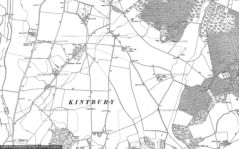 Old Map of Historic Map covering Sanham Green in 1899