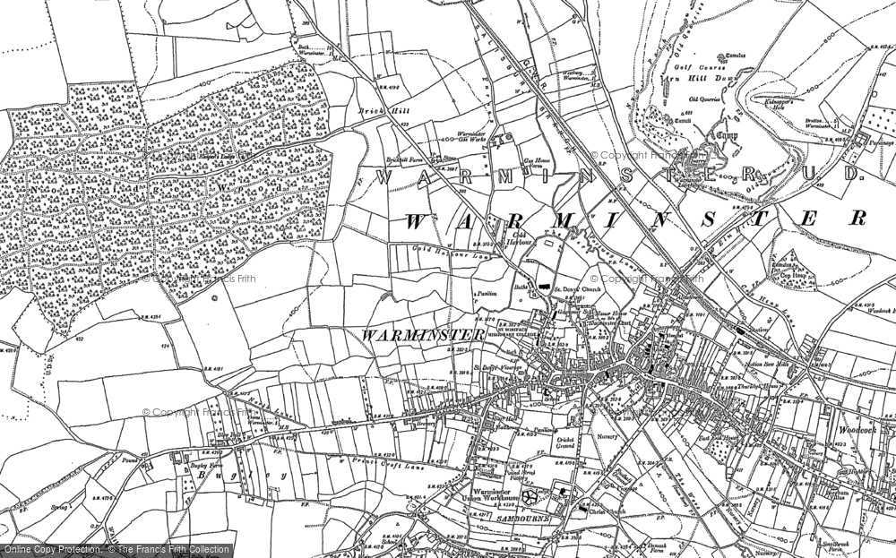 Old Map of Historic Map covering Brick Hill in 1923