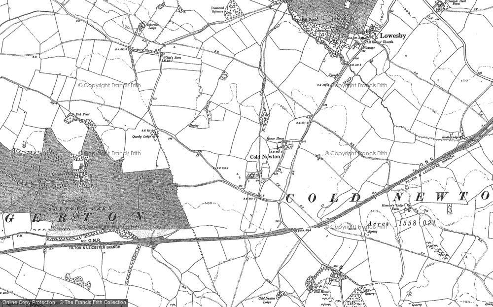 Old Map of Cold Newton, 1884 in 1884
