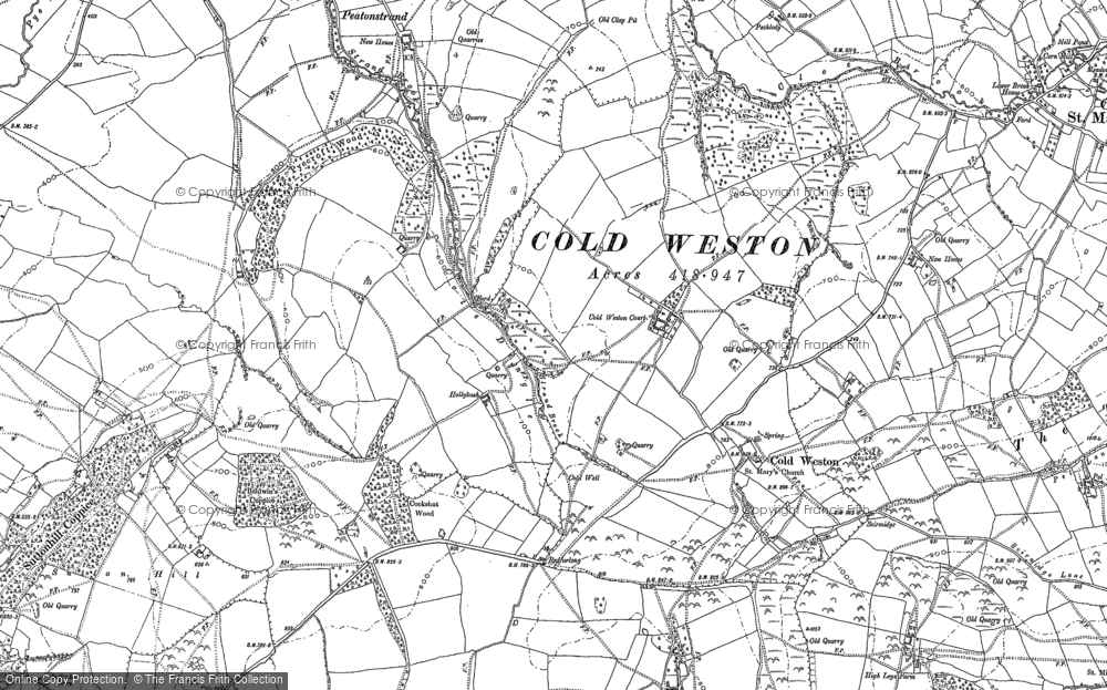 Old Map of Historic Map covering Lesser Poston in 1883