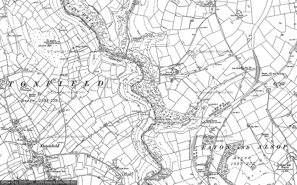 Old Map of Historic Map covering Biggin Dale in 1879