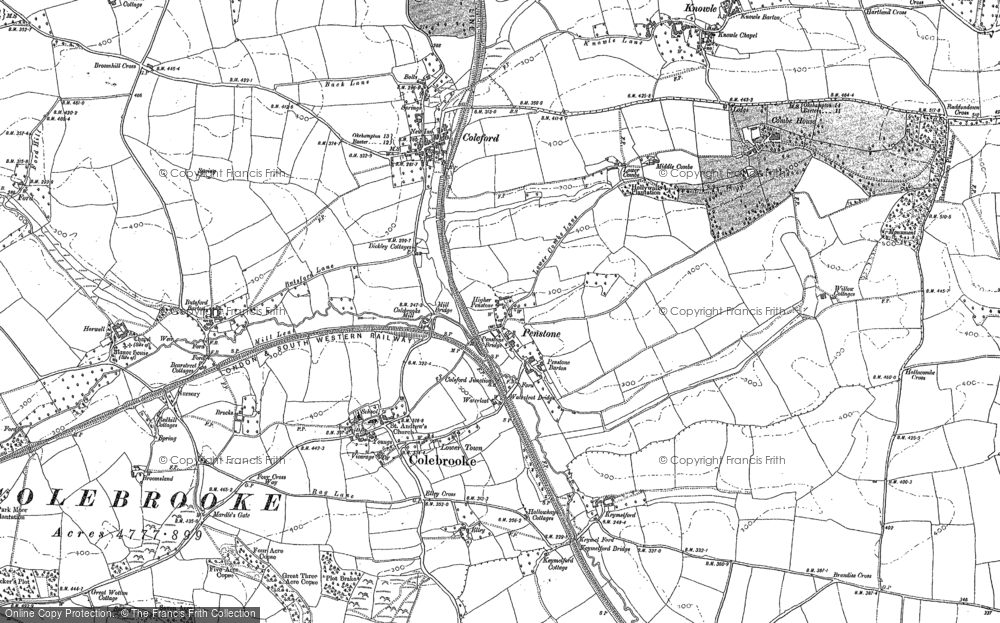 Old Map of Historic Map covering Butsford Barton in 1886