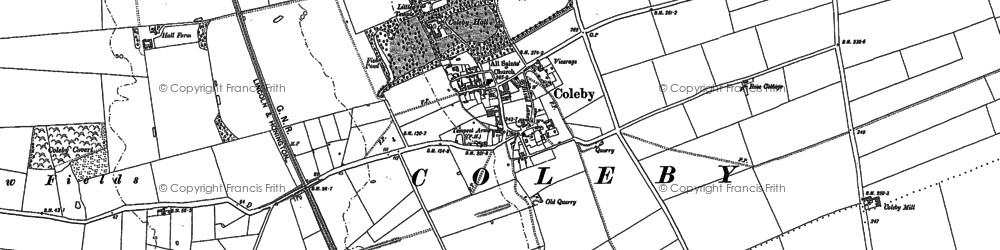 Old map of Coleby in 1886