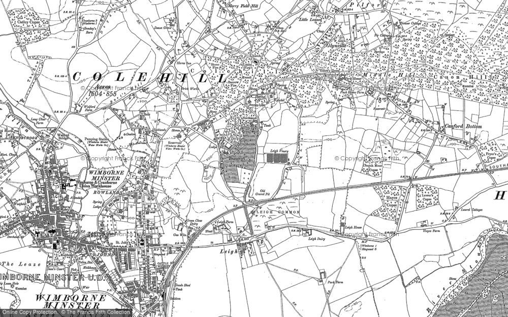 Old Map of Historic Map covering Leigh in 1887
