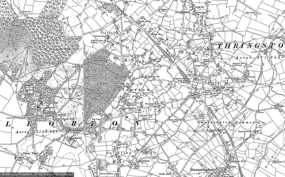 Old Map of Historic Map covering Coleorton Moor in 1901