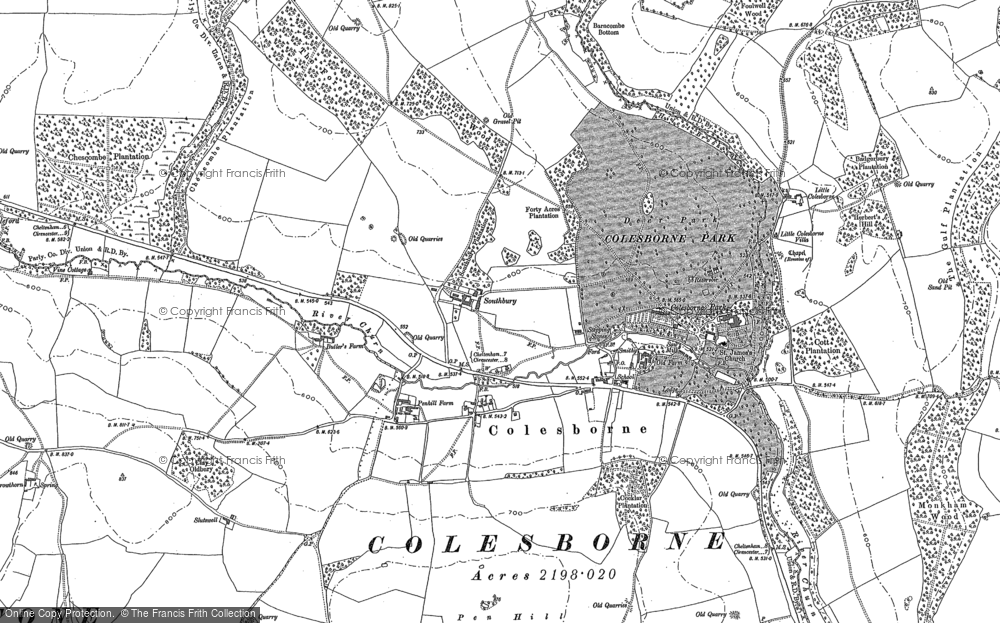Old Map of Colesbourne, 1883 in 1883