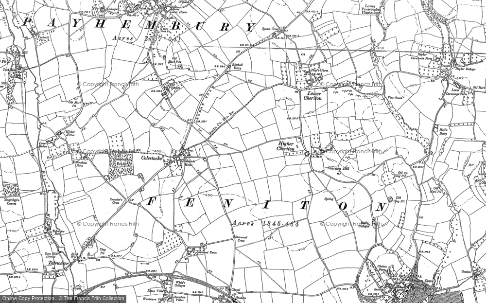 Old Map of Historic Map covering Lower Cheriton in 1887
