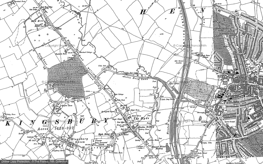 Old Map of Colindale, 1895 - 1896 in 1895