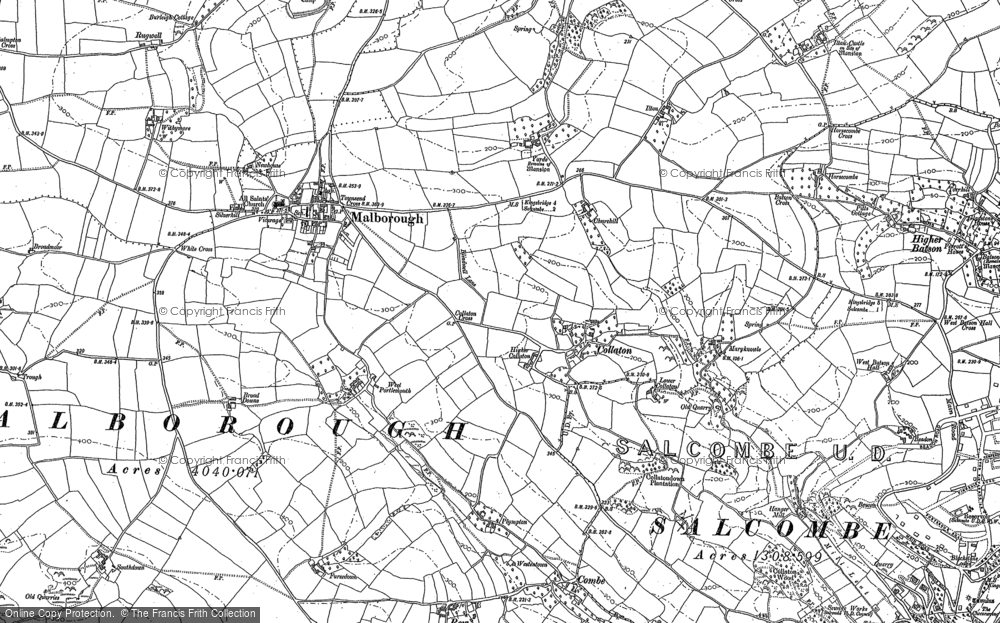 Old Map of Historic Map covering Yarde in 1905