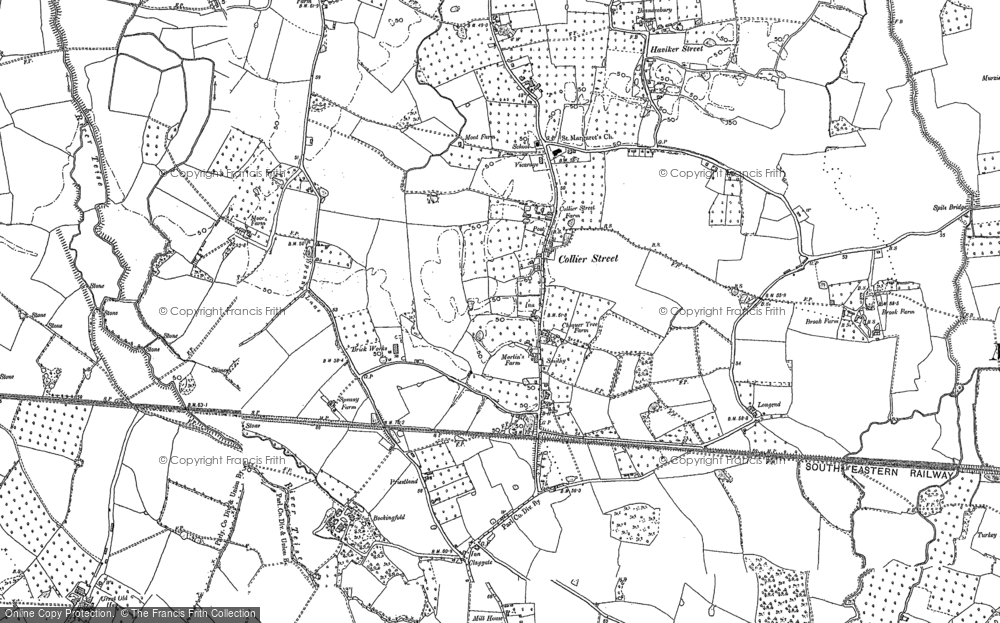 Old Map of Historic Map covering Bockingfold in 1895
