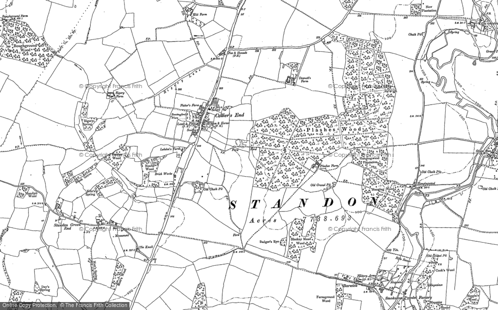 Old Map of Colliers End, 1895 - 1897 in 1895