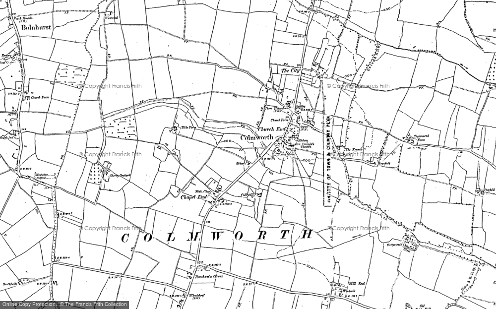 Old Map of Historic Map covering Bushmead Priory in 1900