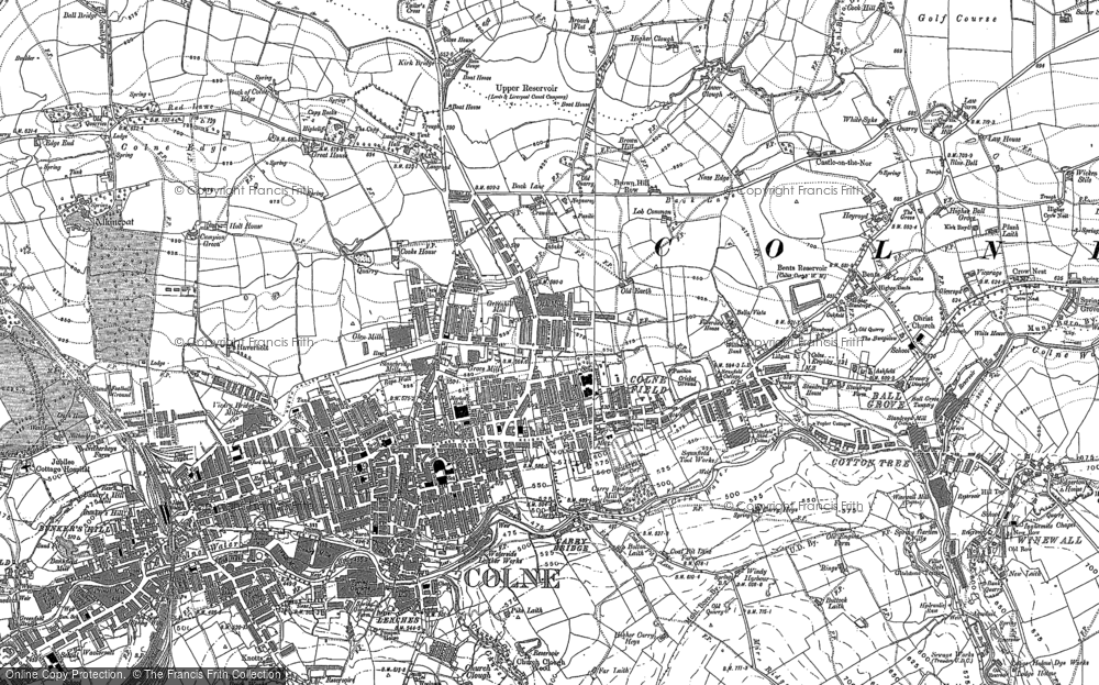 Old Map of Historic Map covering Church Clough in 1891