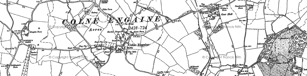 Old map of Colne Engaine in 1896