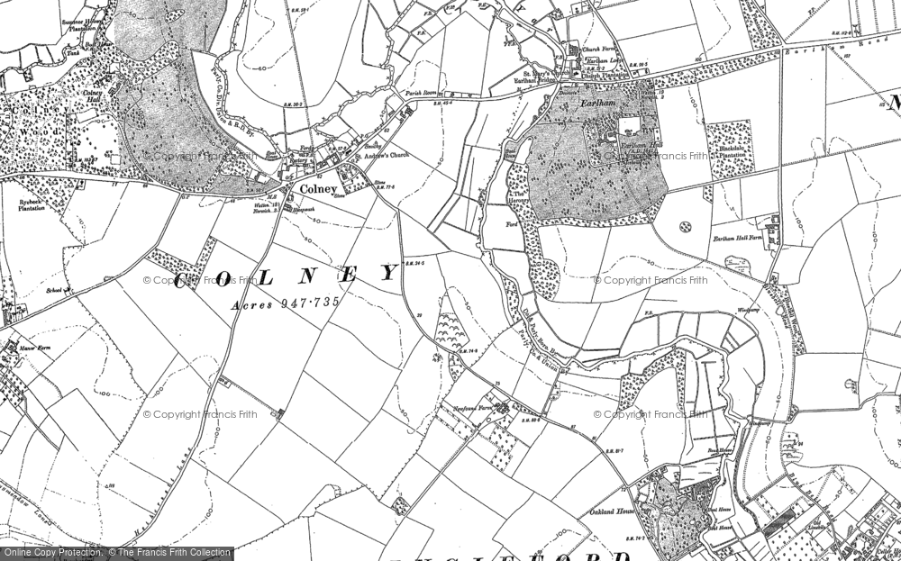 Old Map of Colney, 1881 - 1905 in 1881