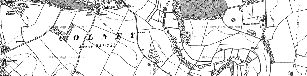 Old map of Colney in 1881