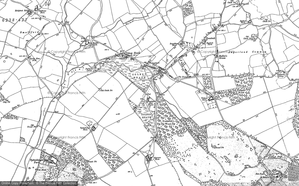 Old Map of Historic Map covering Bullen's Green in 1896