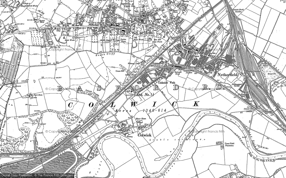 Old Map of Colwick, 1883 in 1883