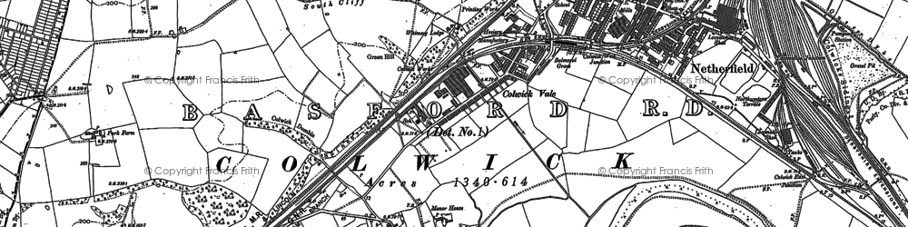 Old map of Colwick in 1883