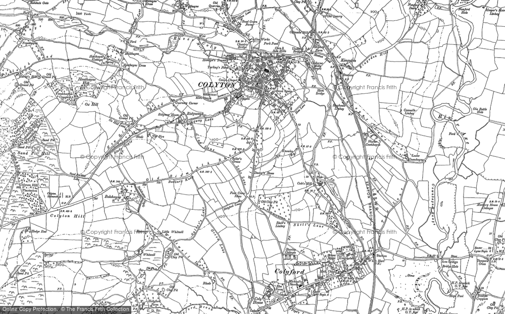 Old Map of Colyton, 1887 - 1903 in 1887