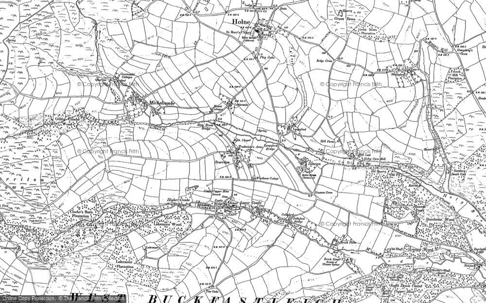 Old Map of Historic Map covering Bowerdon in 1885