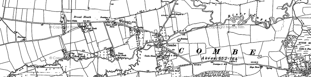 Old map of Hindwell Brook in 1885