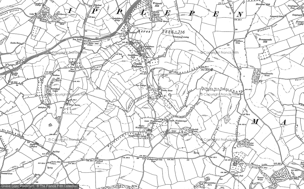 Old Map of Historic Map covering Bow Grange in 1886