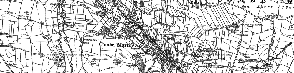 Old map of Combe Martin in 1886