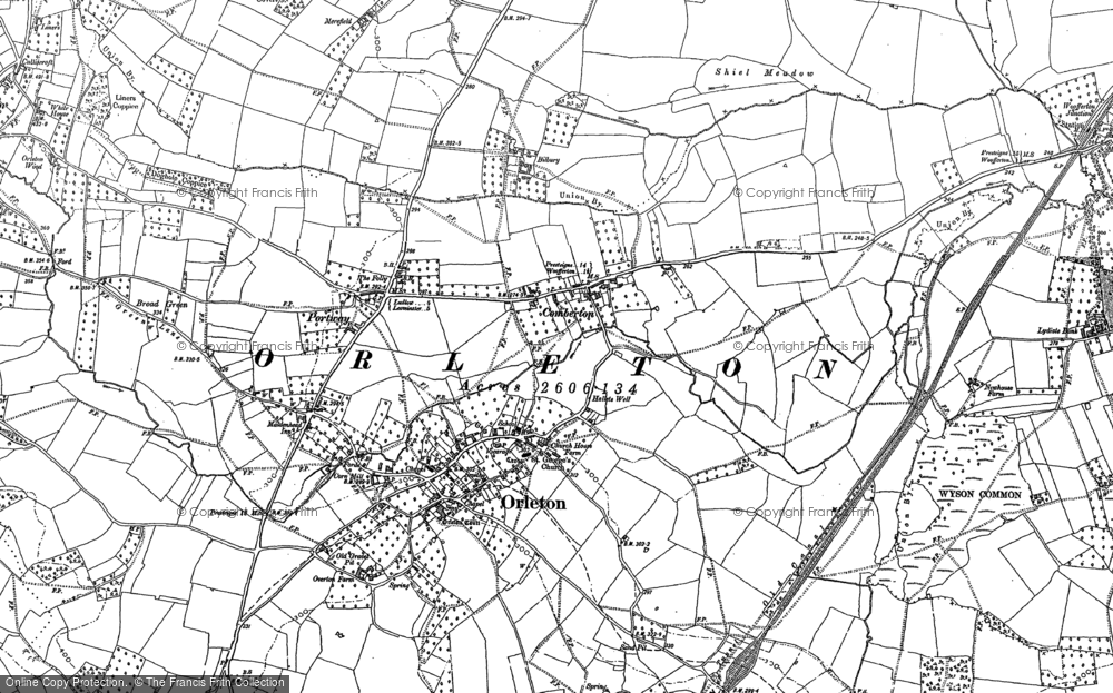Old Map of Historic Map covering Wyson Common in 1884