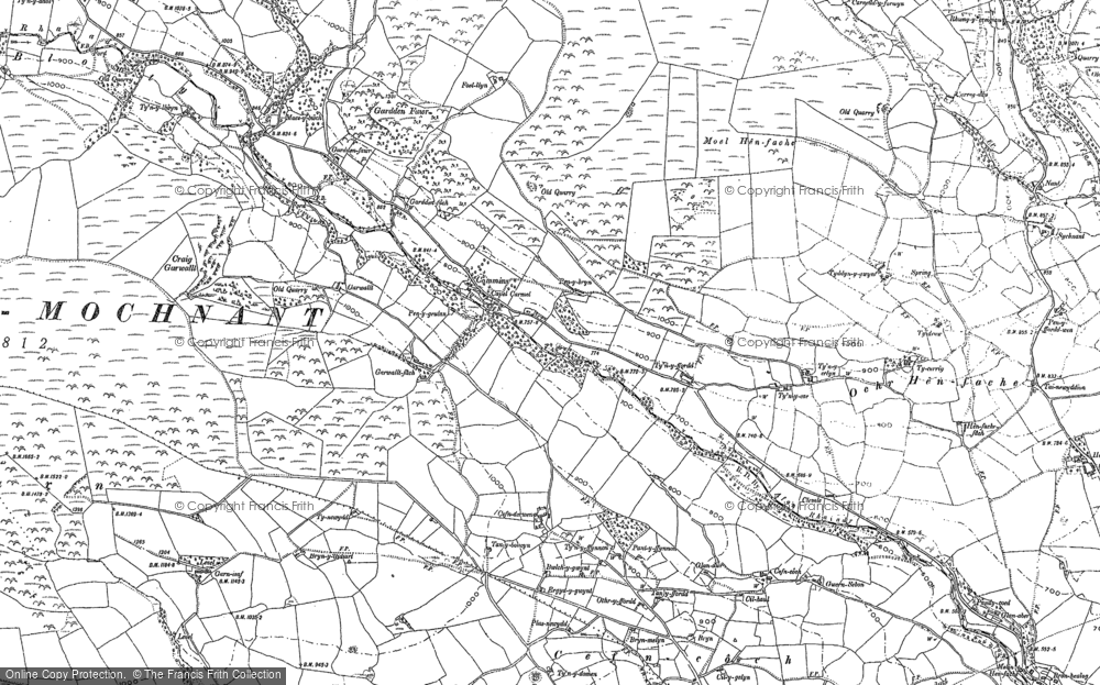 Old Map of Historic Map covering Afon Disgynfa in 1910