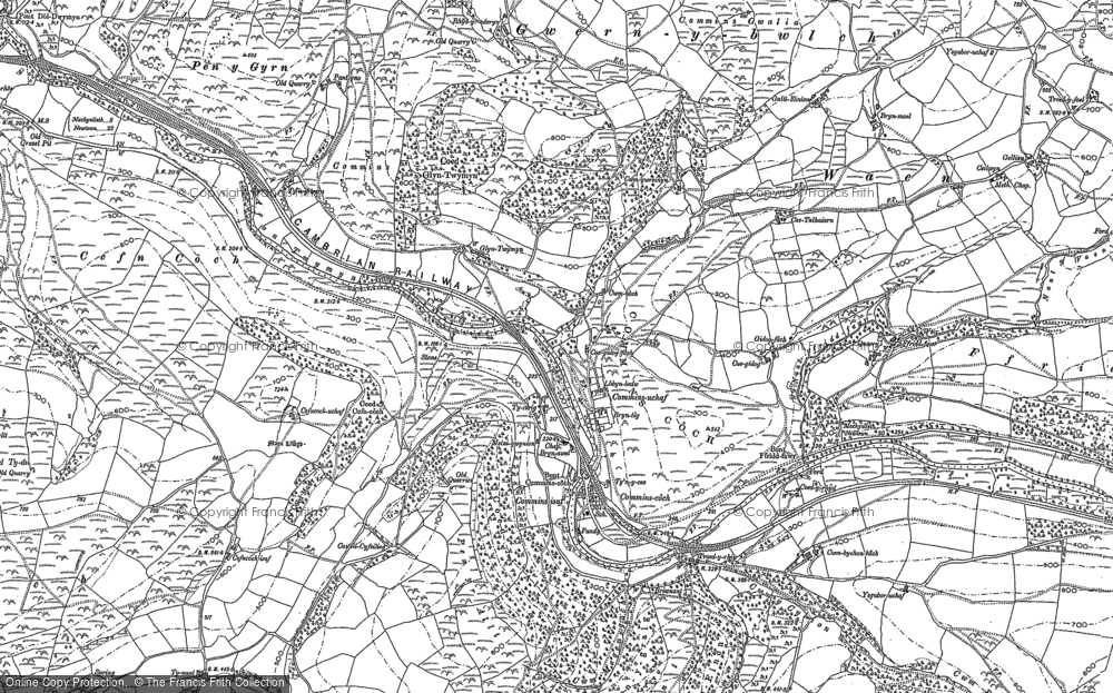 Old Map of Commins Coch, 1886 in 1886