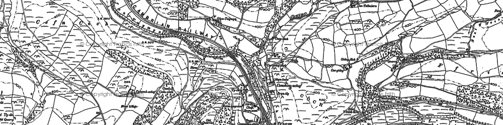 Old map of Commins Coch in 1886