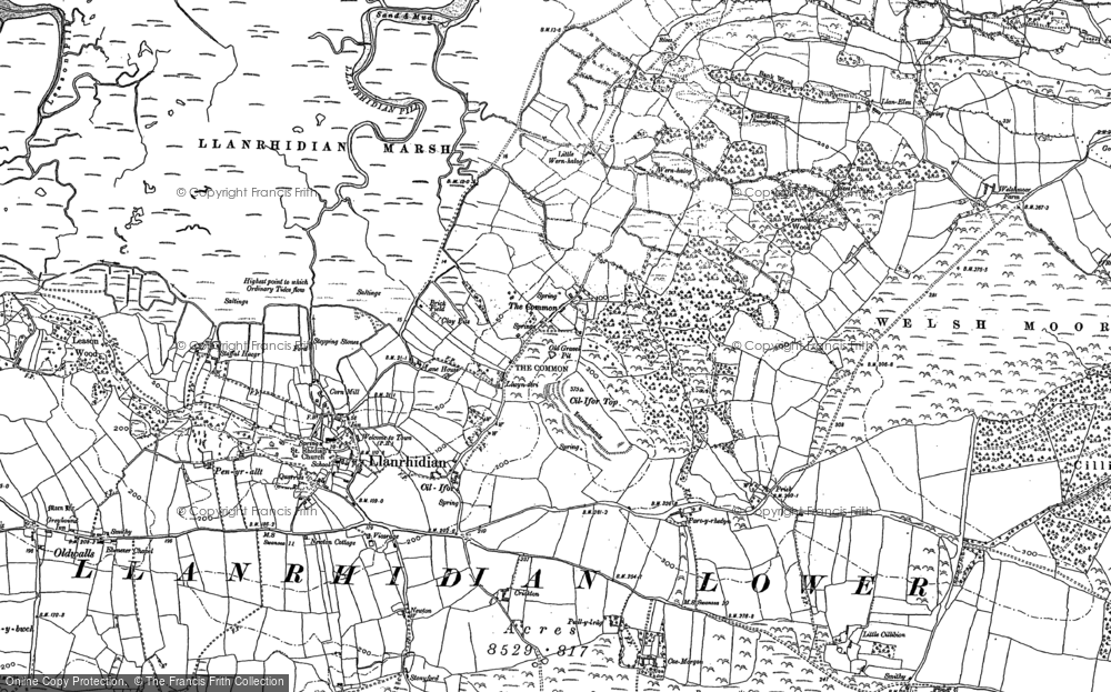 Old Map of Historic Map covering Broad Pool in 1896
