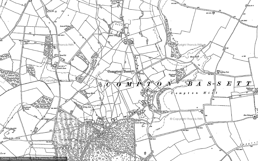 Old Map of Compton Bassett, 1899 in 1899