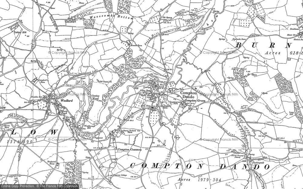 Old Map of Compton Dando, 1882 - 1883 in 1882