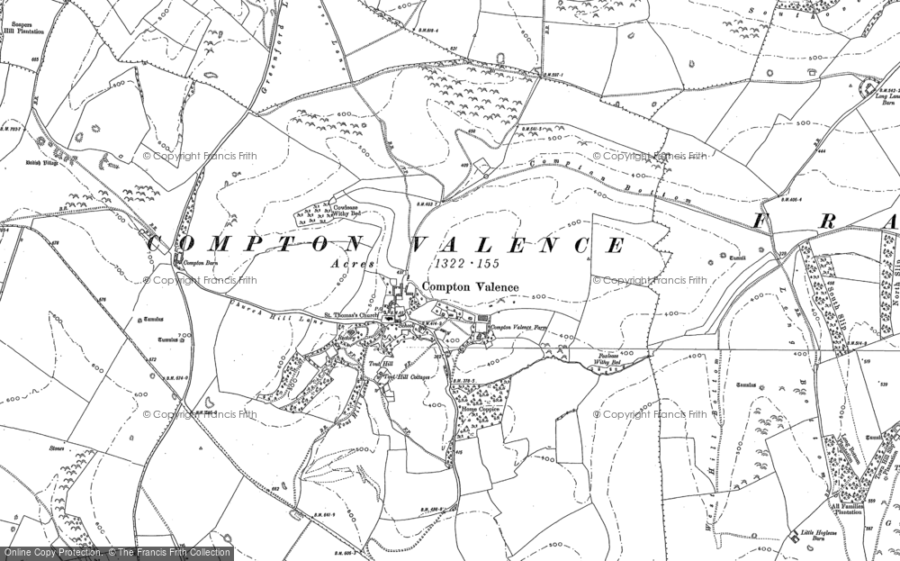 Old Map of Compton Valence, 1886 in 1886