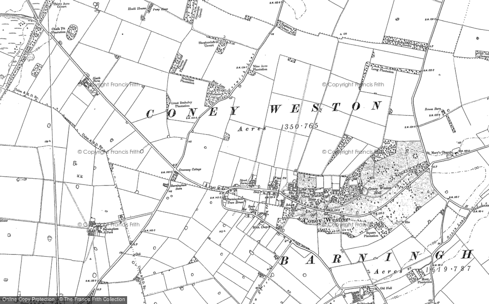 Old Map of Coney Weston, 1882 in 1882