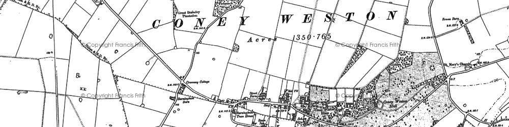 Old map of Coney Weston in 1882