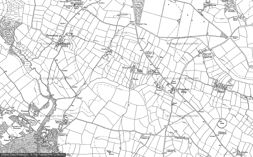 Old Map of Historic Map covering Trevadlock in 1882