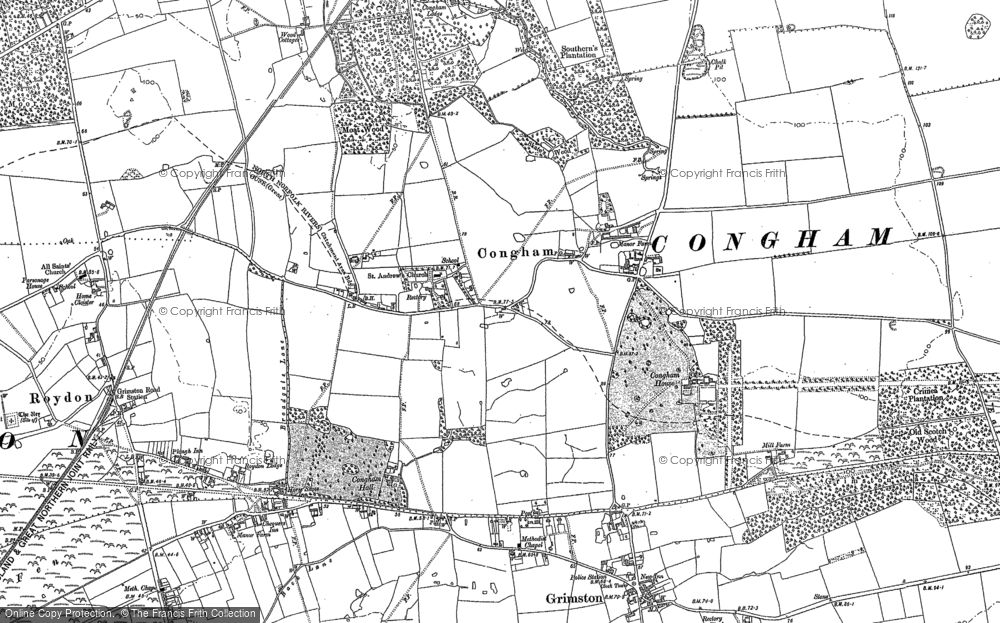 Old Map of Congham, 1884 in 1884