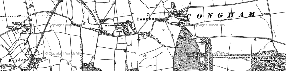 Old map of Congham in 1884