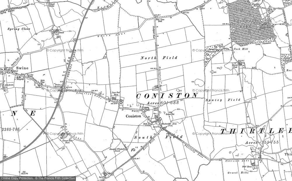 Old Map of Coniston, 1889 in 1889