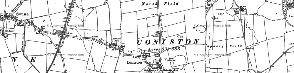 Old map of Coniston in 1889
