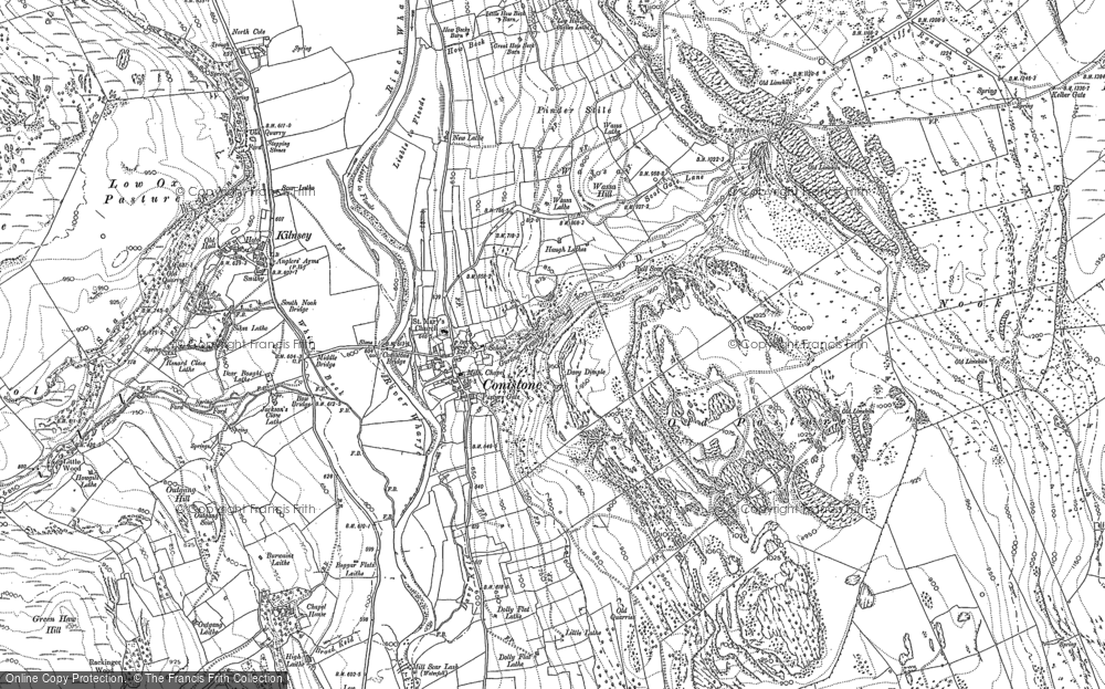 Old Map of Historic Map covering Burrows Pasture in 1907